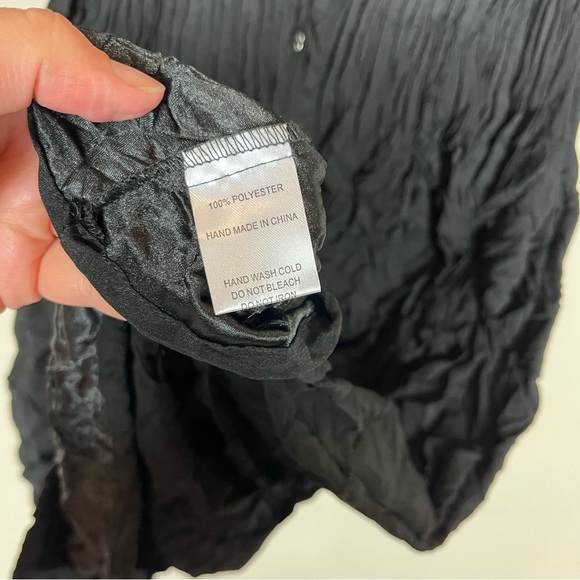 Alquema Crinkle Dress Size 1 (6 8 10) Midi 3/4 Sleeve Button Black - Picture 10 of 12